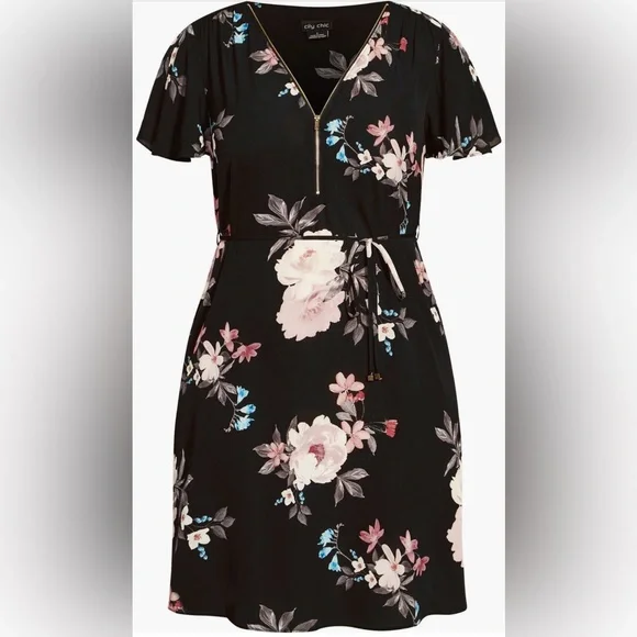 City Chic Precious Floral Print Dress XXL 24 Gently Worn - Picture 1 of 7